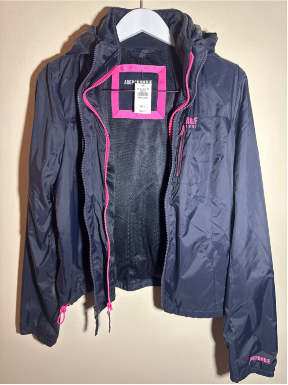 Abercrombie & Fitch Windbreaker Jacket Size L Black Pink